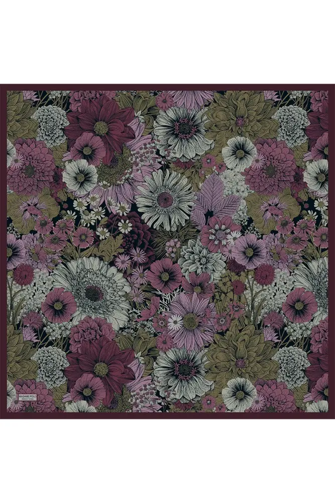 Aria Koleksiyonu Azalea Desen Eşarp - Mürdüm - 4