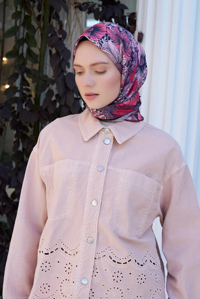 Aria Koleksiyonu Azalea Desen Eşarp - Pembe - MADAME POLO