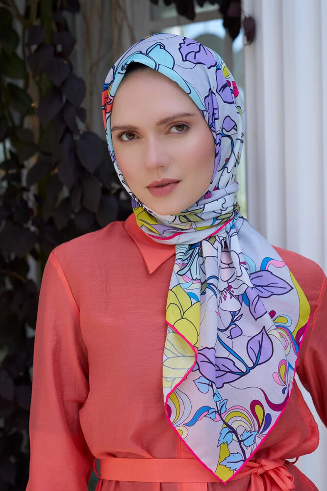 Aria Koleksiyonu Belle Desen Eşarp - Fuşya - MADAME POLO