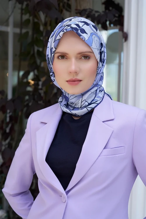 Aria Koleksiyonu Belle Desen Eşarp - Morcivert 