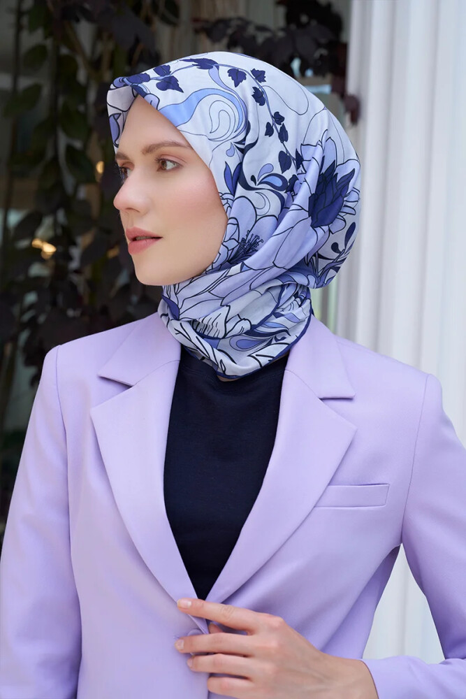Aria Koleksiyonu Belle Desen Eşarp - Morcivert - MADAME POLO