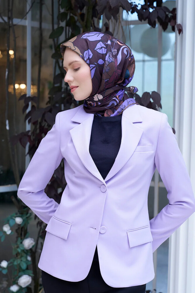 Aria Koleksiyonu Belle Desen Eşarp - Mürdüm - MADAME POLO