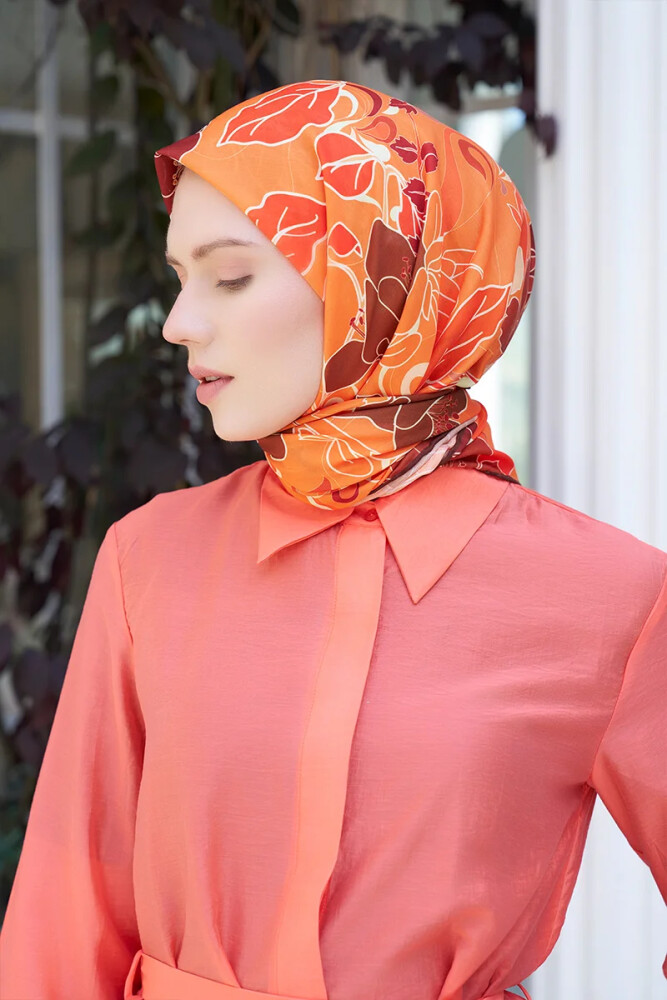 Aria Koleksiyonu Belle Desen Eşarp - Orange - MADAME POLO