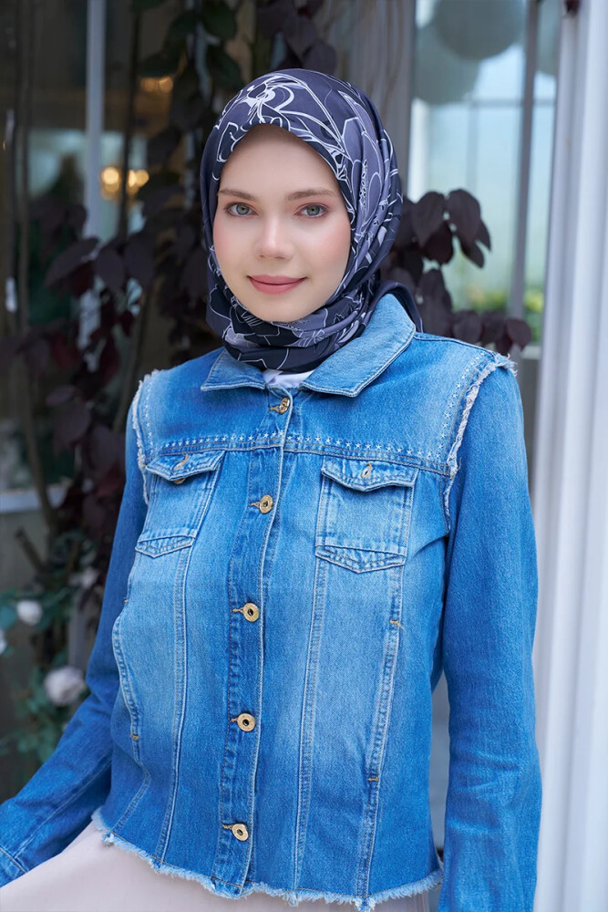 Aria Koleksiyonu Belle Desen Eşarp - Siyah - MADAME POLO