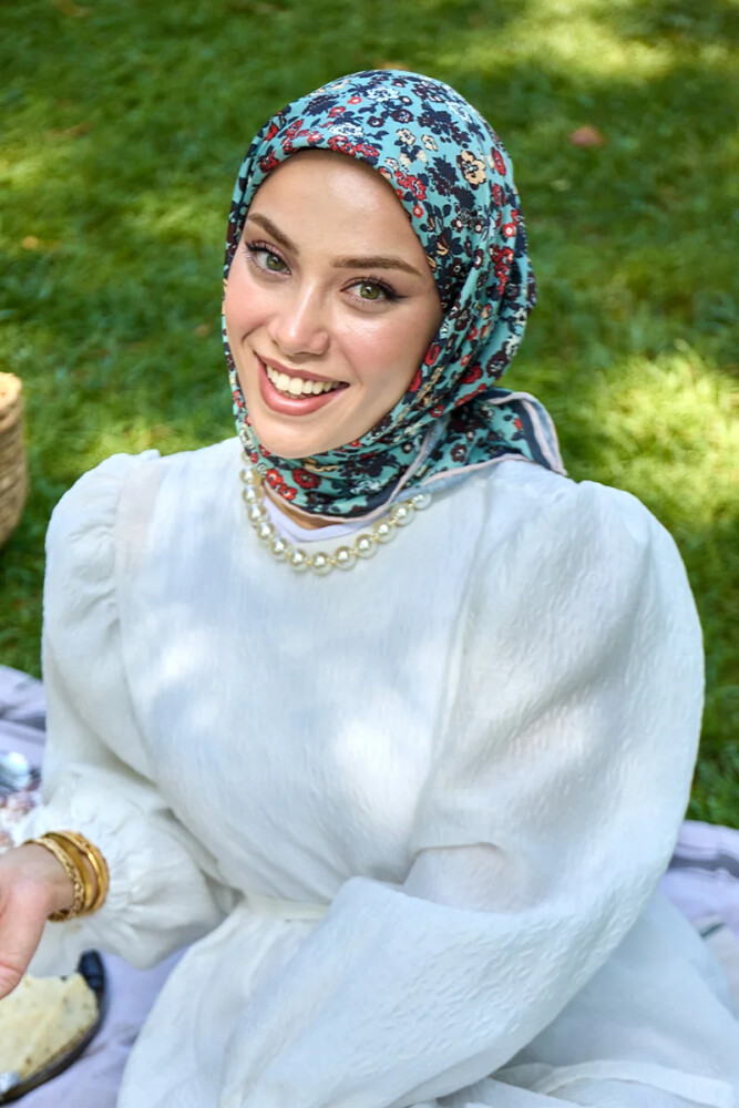 Aria Koleksiyonu Clarry Desen Eşarp - Mint - MADAME POLO