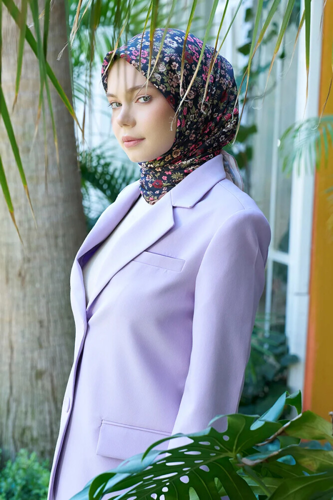 Aria Koleksiyonu Clarry Desen Eşarp - Siyah/Bej - MADAME POLO