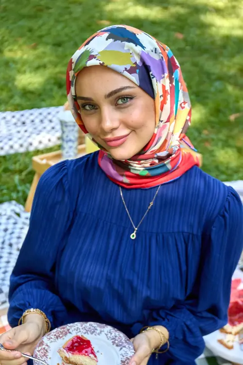 Aria Koleksiyonu Dalia Desen Eşarp - Kırmızı 