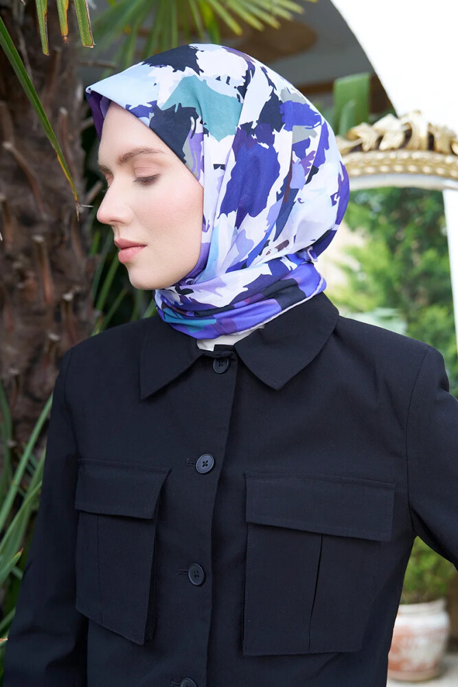 Aria Koleksiyonu Dalia Desen Eşarp - Mor - MADAME POLO
