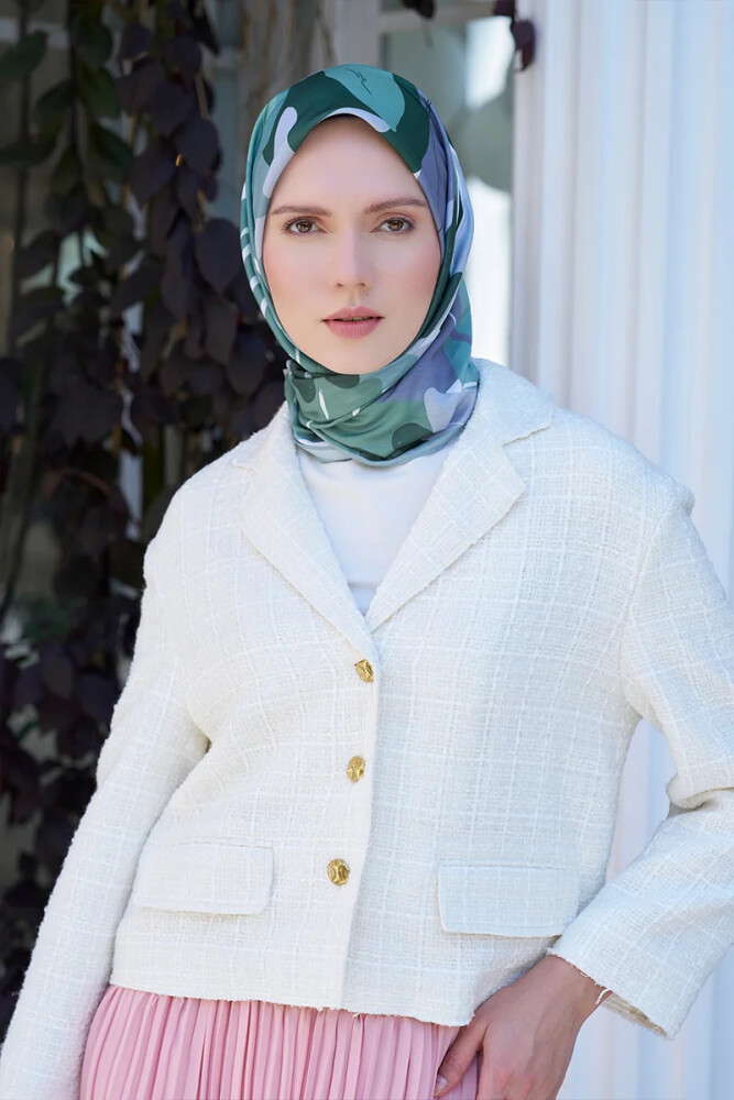 Aria Koleksiyonu Lilium Desen Eşarp - Mint - MADAME POLO