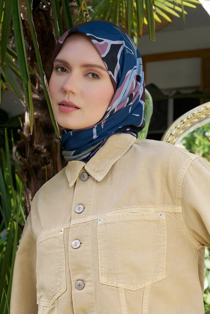 Aria Koleksiyonu Lilium Desen Eşarp - Mor - MADAME POLO