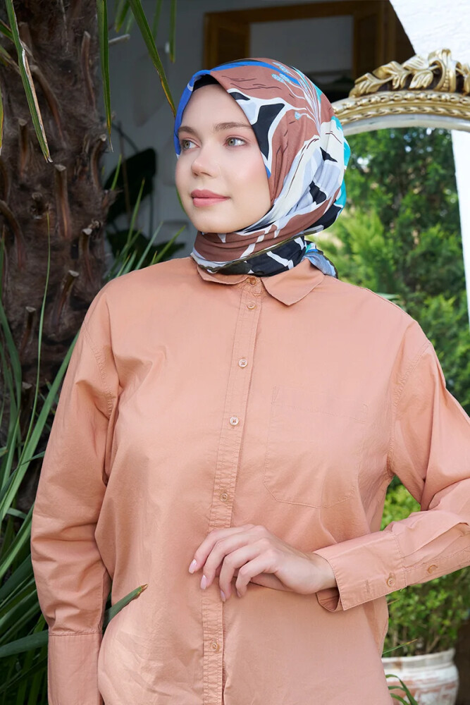 Aria Koleksiyonu Lilium Desen Eşarp - Yaprak Yeşili - MADAME POLO