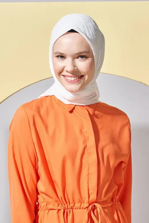 Bambu Kraş Eşarp - Beyaz - MADAME POLO