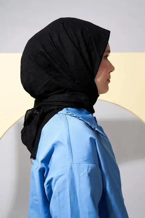 Bambu Kraş Eşarp - Siyah - 4