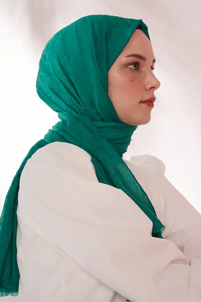 Feyza Hakyemez Bambu Kraş Şal - Benetton Yeşili - 3