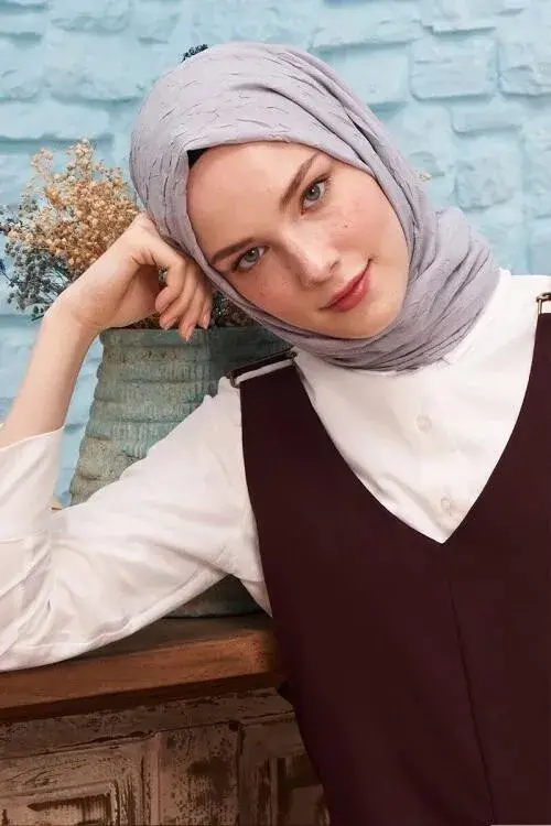 Kübra Koç Bambu Kraş Şal - Gri - 2