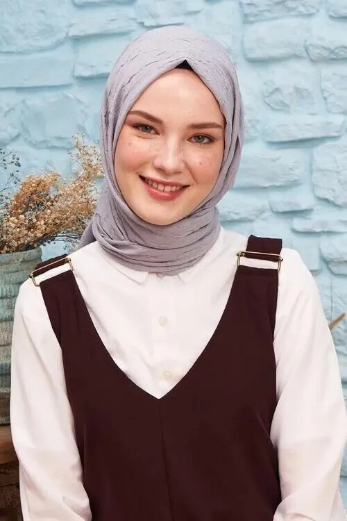 Kübra Koç Bambu Kraş Şal - Gri - MADAME POLO