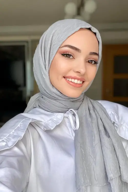 Kübra Koç Bambu Kraş Şal - Gri 