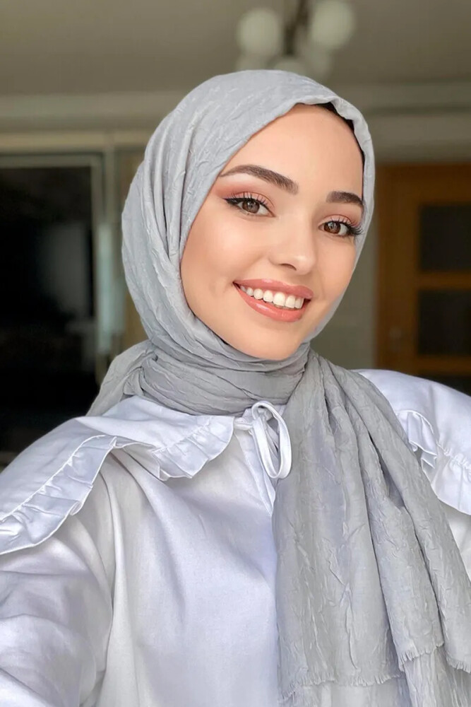 Kübra Koç Bambu Kraş Şal - Gri - MADAME POLO