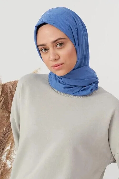 Elif Peker Bambu Kraş Şal - İndigo - MADAME POLO