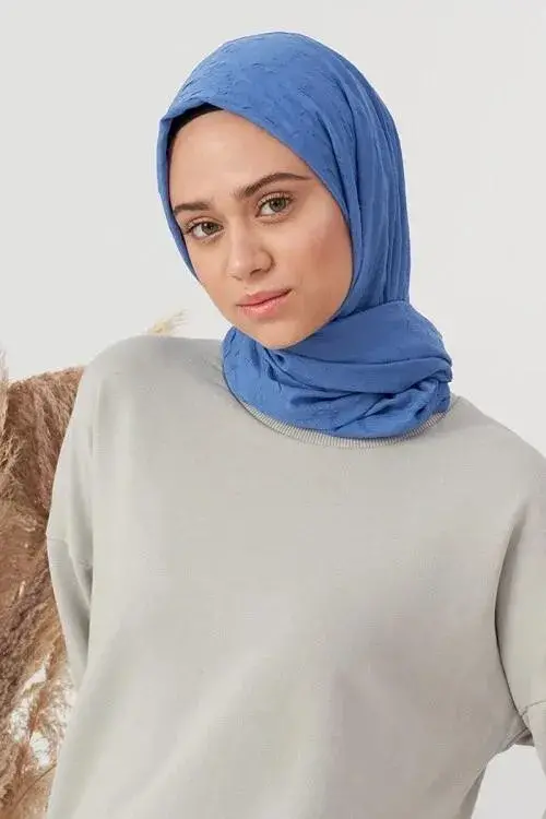 Elif Peker Bambu Kraş Şal - İndigo - 2