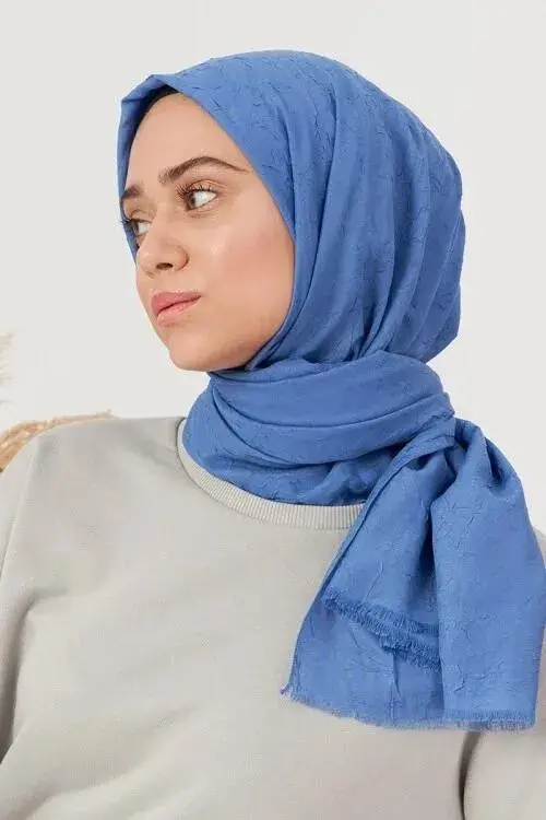 Elif Peker Bambu Kraş Şal - İndigo - 4