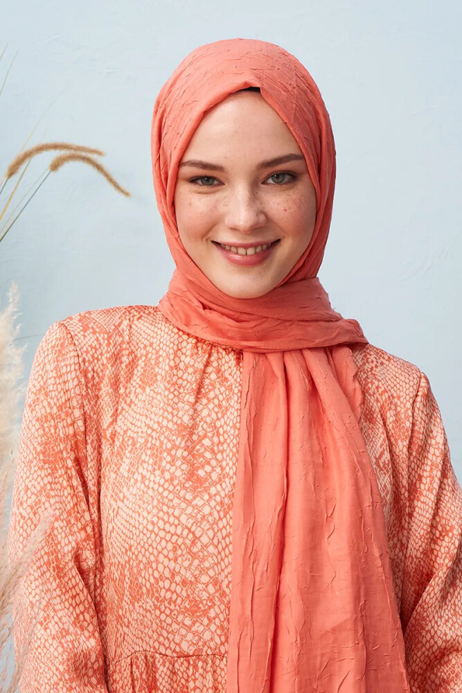 Bambu Kraş Şal - Somon - MADAME POLO