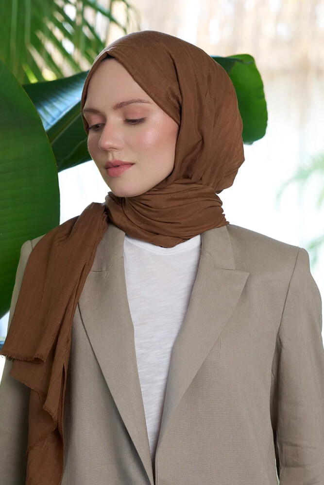 Bambu Kraş Şal - Taba - MADAME POLO