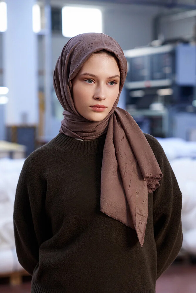 Bambu Kraş Şal - Tozlu Kahve - MADAME POLO