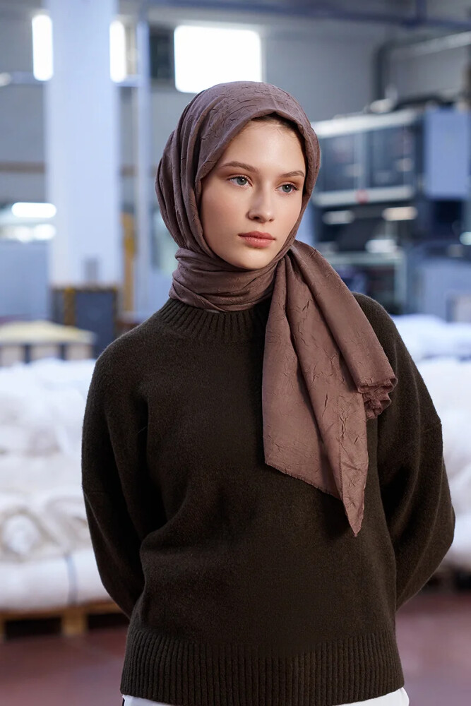 Bambu Kraş Şal - Tozlu Kahve - MADAME POLO