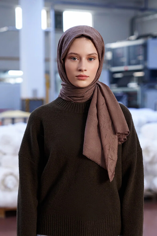 Bambu Kraş Şal - Tozlu Kahve - MADAME POLO