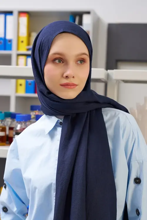 Comfort Pamuk Şal - Lacivert - MADAME POLO