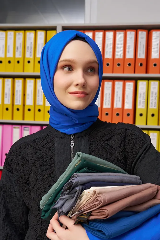 Melike Dinçer Comfort Pamuk Şal - Saks - 3