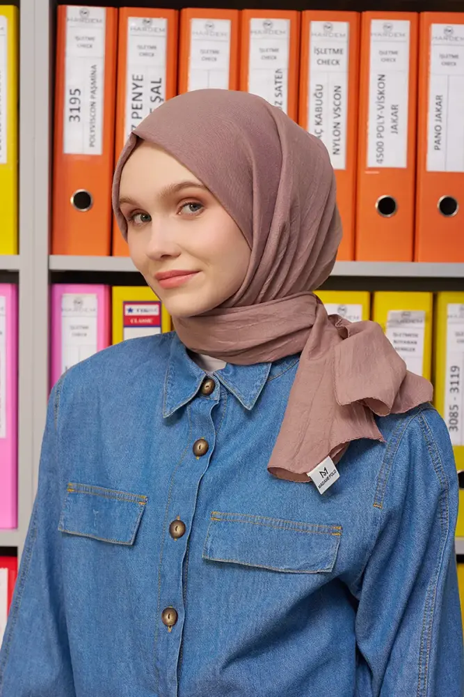 Kübra Koç Comfort Pamuk Şal - Tozlu Kahve - 3