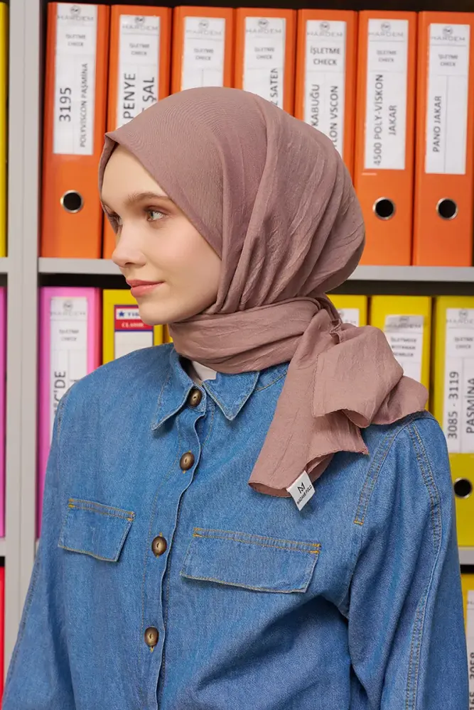 Kübra Koç Comfort Pamuk Şal - Tozlu Kahve - 4
