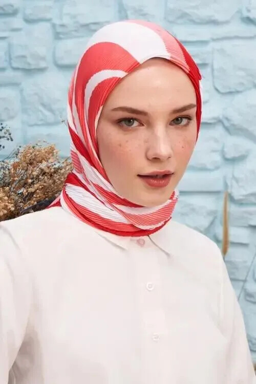 Cool Pilise Eşarp Comely - Nar Çiçeği - MADAME POLO