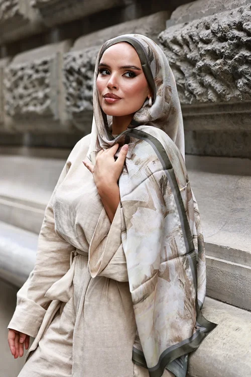 Crystal Flower Desen Şal - Haki 