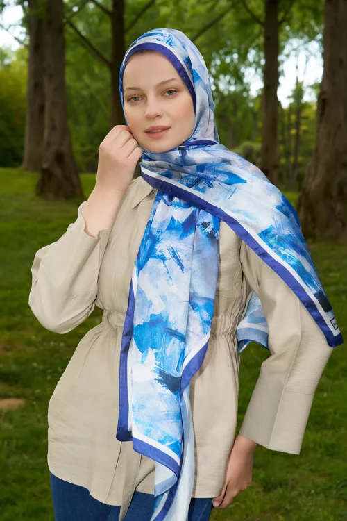 Crystal Flower Desen Şal - Saks 