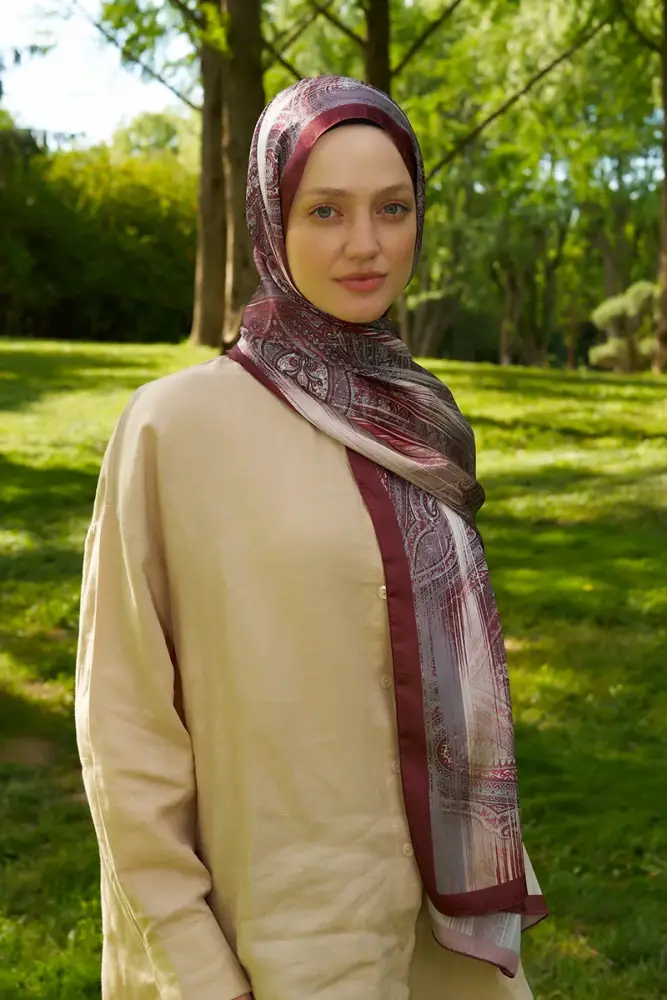 Crystal Hola Desen Şal - Bordo - 1