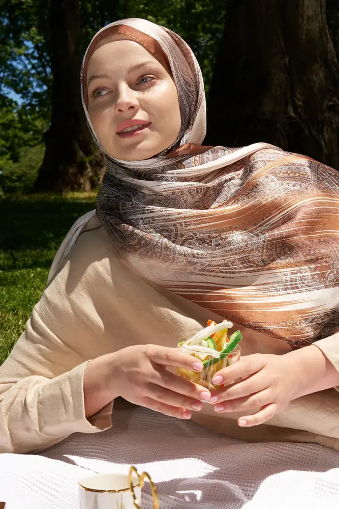 Crystal Hola Desen Şal - Kahverengi - 3