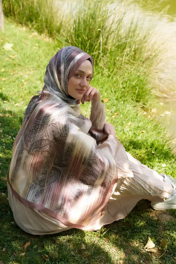 Crystal Hola Desen Şal - Latte - 1