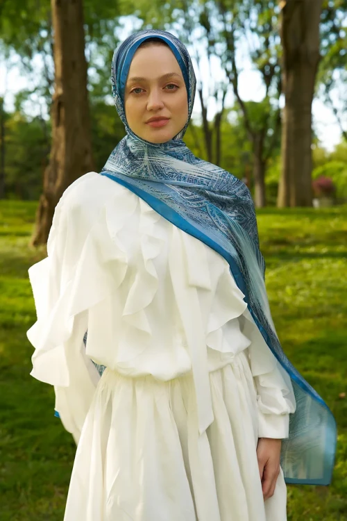 Crystal Hola Desen Şal - Mavi 