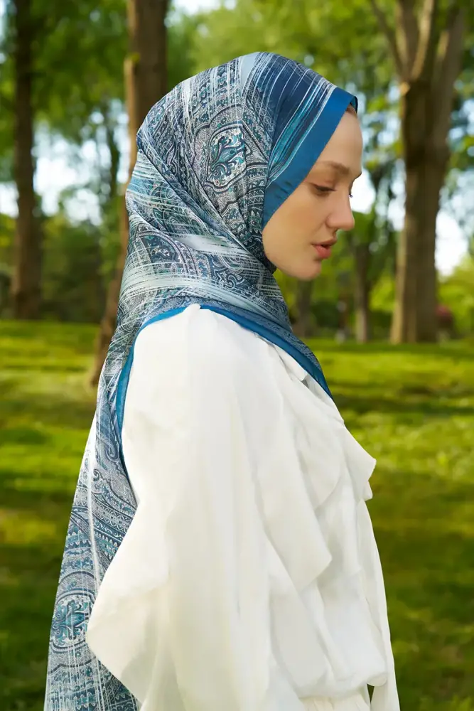 Crystal Hola Desen Şal - Mavi - 3