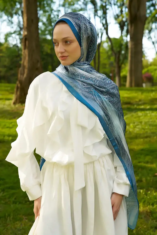 Crystal Hola Desen Şal - Mavi - 4