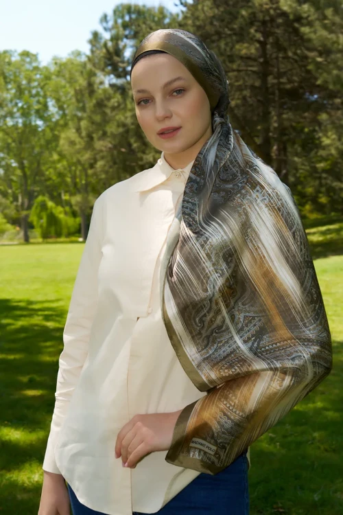 Crystal Hola Desen Şal - Yağ Yeşili 