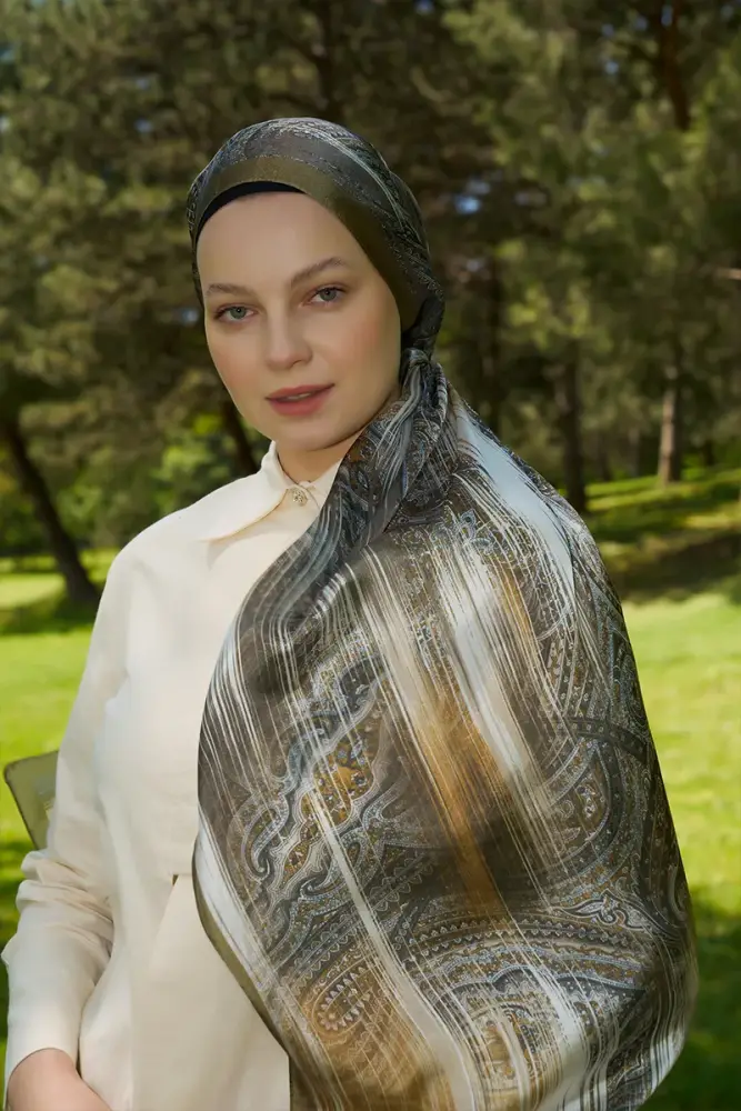 Crystal Hola Desen Şal - Yağ Yeşili - 2