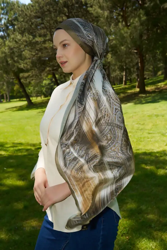 Crystal Hola Desen Şal - Yağ Yeşili - 3