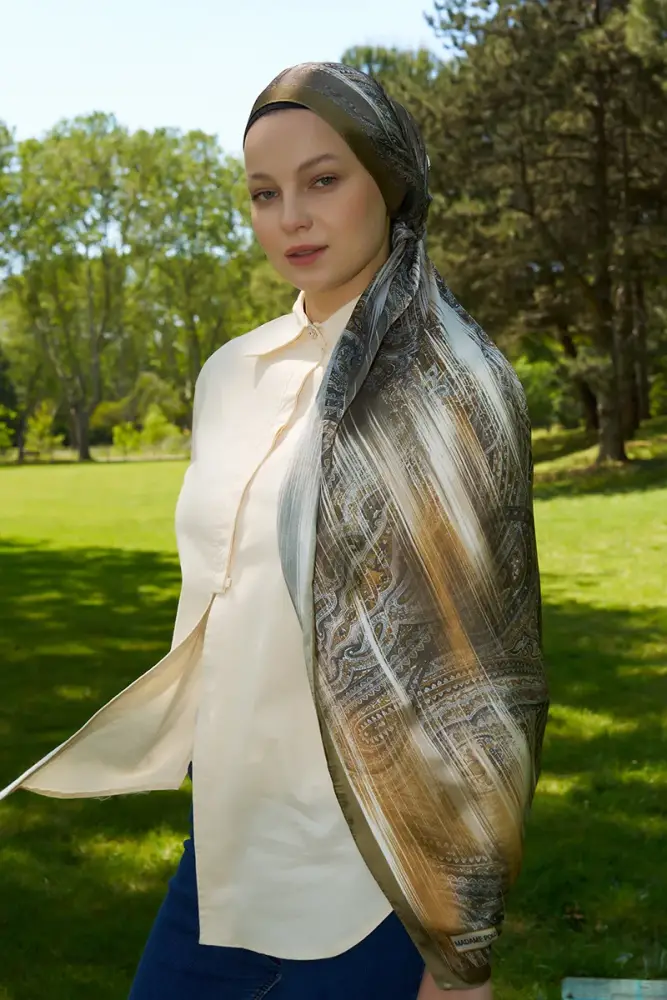 Crystal Hola Desen Şal - Yağ Yeşili - 4