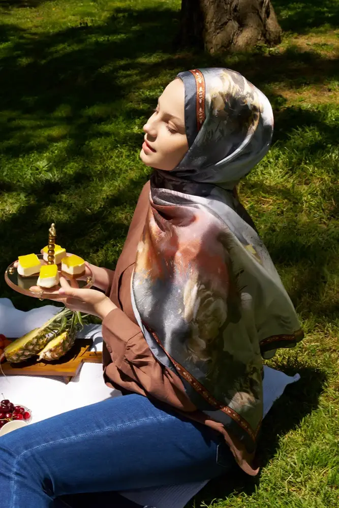 Crystal Perla Desen Şal - Antrasit - 2