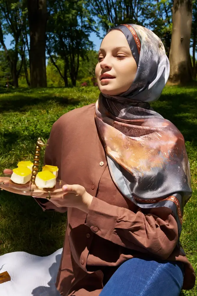 Crystal Perla Desen Şal - Antrasit - 3