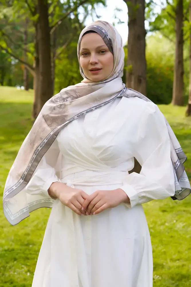 Crystal Perla Desen Şal - Haki - 2